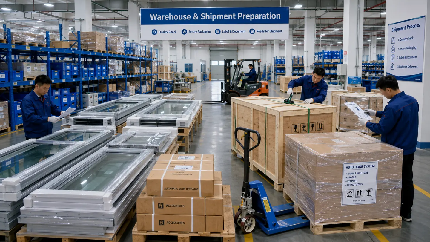 Automatic door shipment preparation process