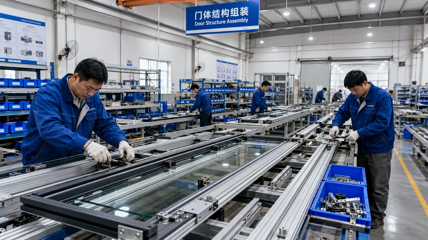 Automatic door structure assembly process