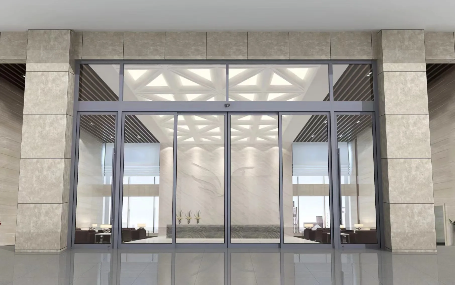 Commercial automatic sliding glass entrance