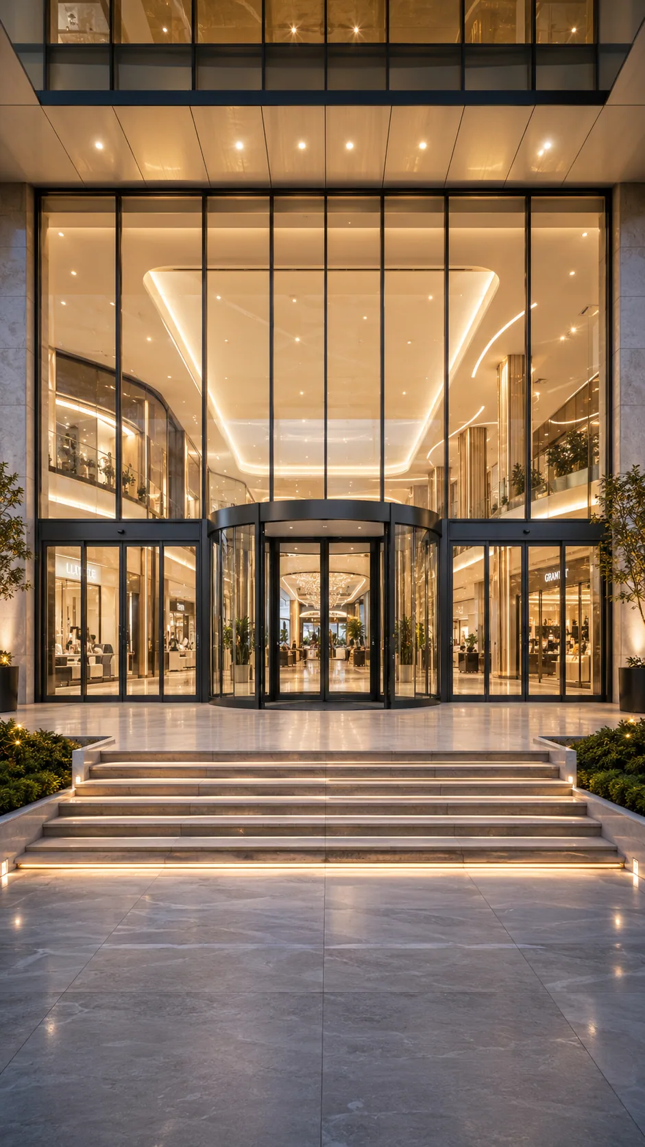 Automatic revolving door for a high-traffic commercial building