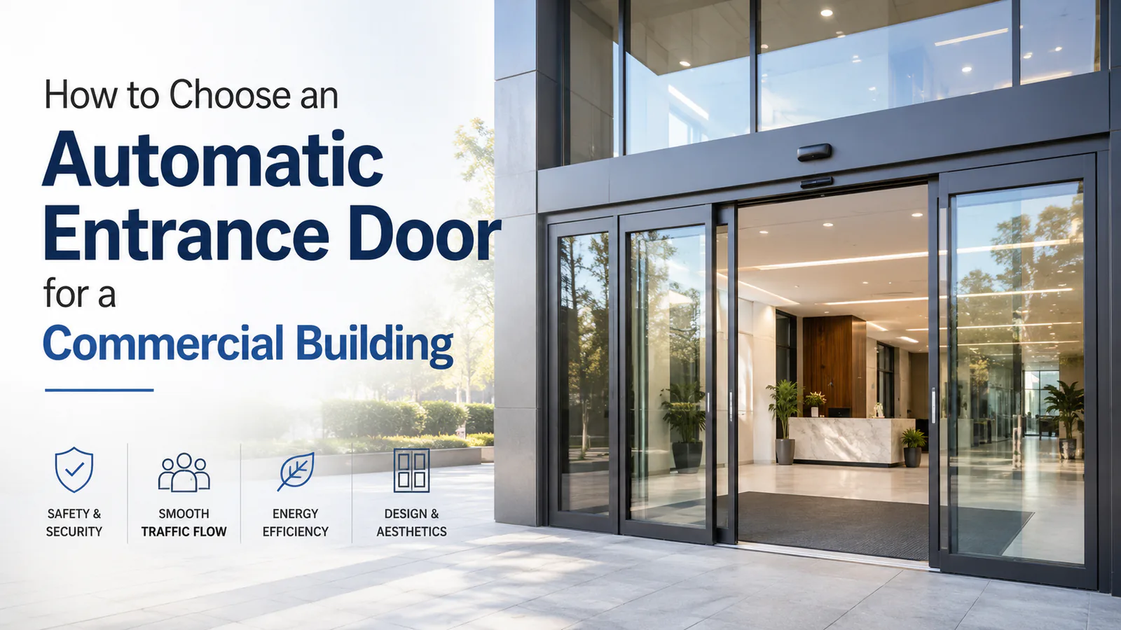 Automatic sliding glass entrance for a commercial building